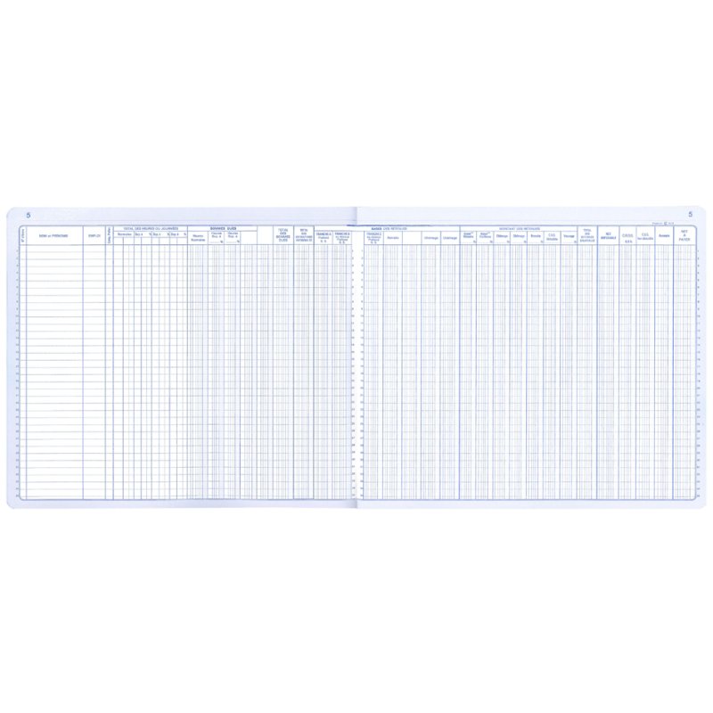 ELVE bulletin de salaire, 270×315 mm, 40 pages, 35 lignes